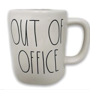Rae Dunn OUT OF OFFICE Coffee Tea Mug Ivory‎ Ceramic With Black Lettering
